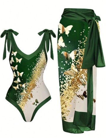 Costum de baie SHEIN, verde