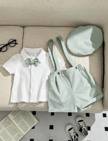 Compleu Shein Kids, verde/alb