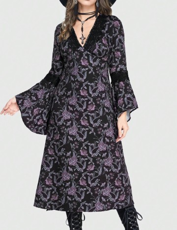 Rochie medie Romwe, floral print