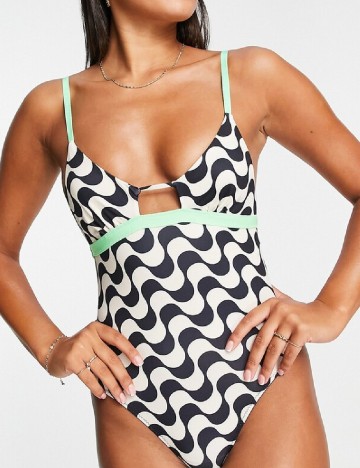 Costum de baie Wild Lovers, negru/crem