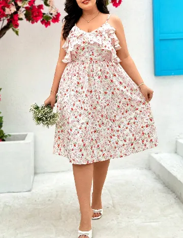 Rochie medie SHEIN CURVE, floral print Floral print