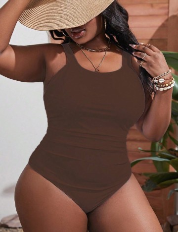 Costum de baie SHEIN CURVE, maro