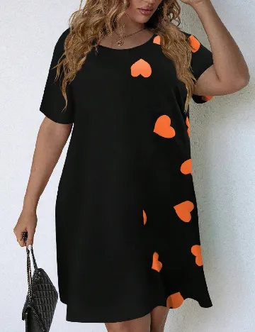 Rochie scurta SHEIN CURVE, negru/portocaliu