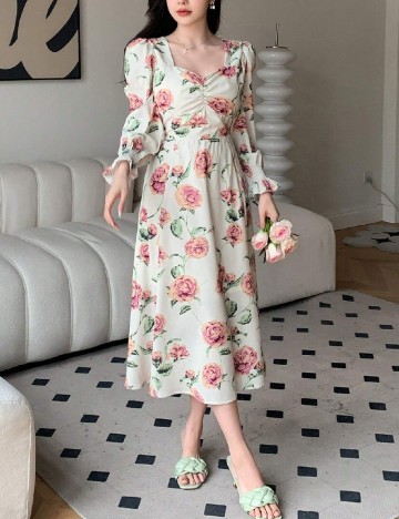 Rochie medie Dazy, floral print