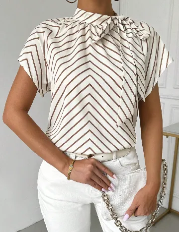 Bluza SHEIN, alb/maro