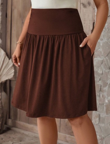 Fusta SHEIN CURVE, maro