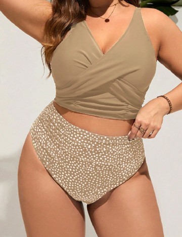 Costum de baie SHEIN CURVE, maro