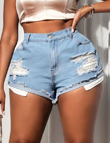 Pantaloni scurti SHEIN CURVE, albastru