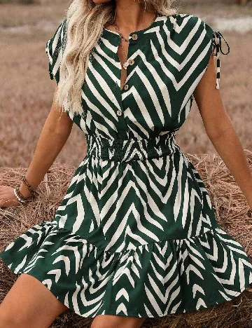 Rochie scurta SHEIN, verde/alb