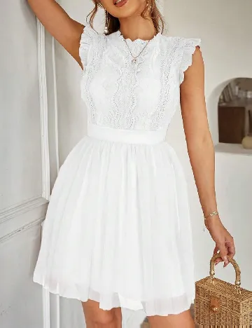 Rochie scurta Simplee, alb