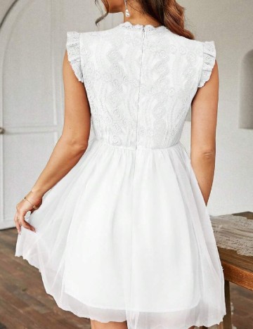 Rochie scurta Simplee, alb
