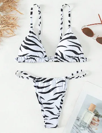 Costum de baie SHEIN, alb/negru Alb