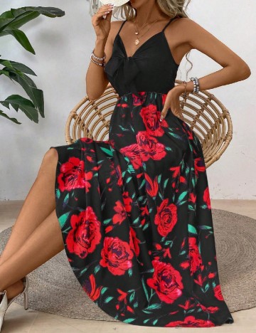 Rochie lunga SHEIN, negru/rosu