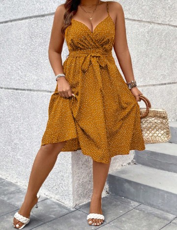 Rochie medie SHEIN CURVE, mustar