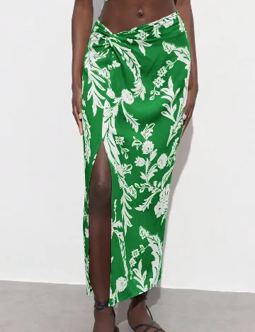Fusta SHEIN, verde/alb