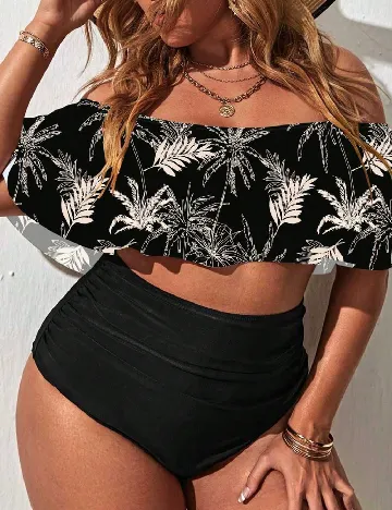 Costum de baie SHEIN CURVE, negru/alb