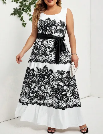 Rochie lunga SHEIN CURVE, alb/negru