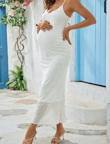 Rochie lunga SHEIN Maternity, alb