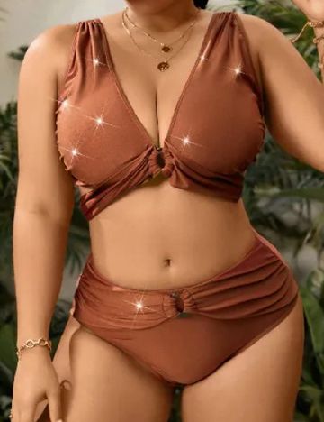 Costum de baie SHEIN CURVE, maro