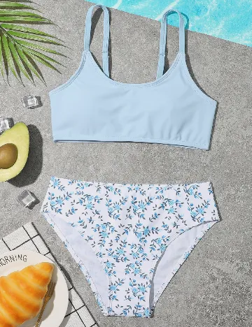 Costum de baie Shein Kids, albastru/alb Albastru