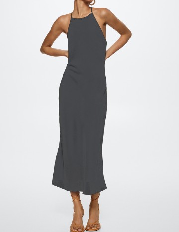 Rochie medie Mango, gri inchis