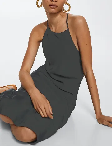 Rochie medie Mango, gri inchis