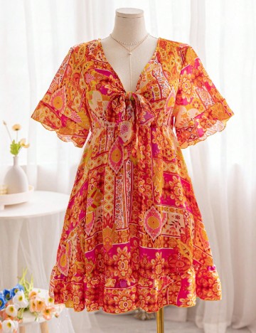 Rochie scurta SHEIN CURVE, portocaliu