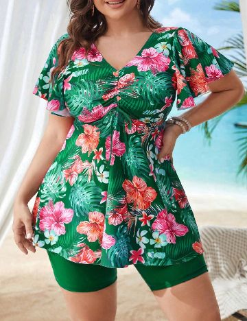 Costum de baie SHEIN CURVE, verde