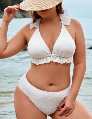 Costum de baie SHEIN CURVE, alb