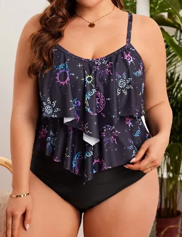 Costum de baie SHEIN CURVE, negru/mov