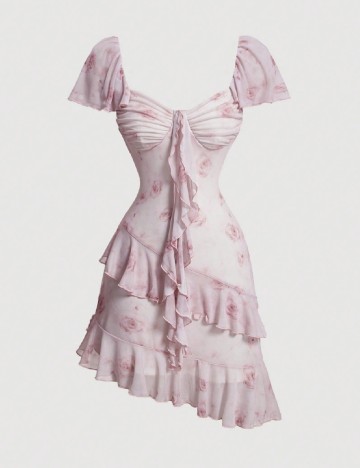Rochie scurta SHEIN, roz pal