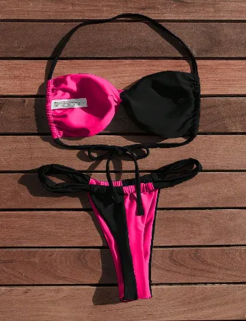 Costum de baie SHEIN, negru/roz