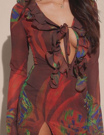 Rochie medie PRETTYLITTLETHING, maro
