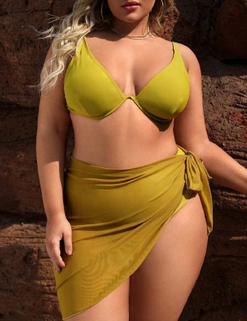 Costum de baie SHEIN CURVE, verde olive