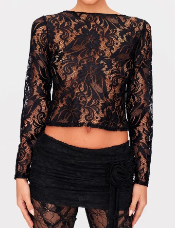 Top PRETTYLITTLETHING, negru