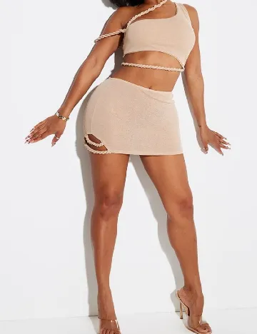 Fusta PRETTYLITTLETHING, crem