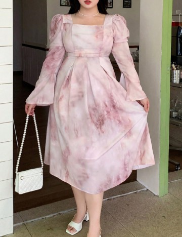 Rochie medie Dazy Plus Size, roz pal