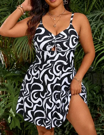 Costum de baie SHEIN CURVE, negru/alb