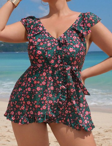 Costum de baie SHEIN CURVE, floral print