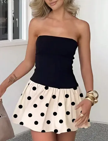 Rochie scurta SHEIN, crem/negru