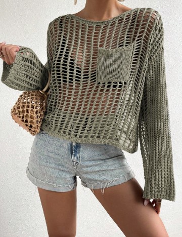 Bluza de plaja SHEIN, verde