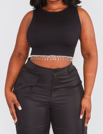 Top PRETTYLITTLETHING, negru