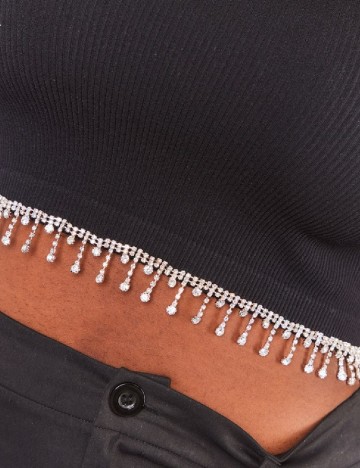 Top PRETTYLITTLETHING, negru