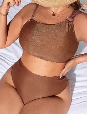 Costum de baie SHEIN CURVE, maro
