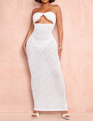 Rochie lunga PRETTYLITTLETHING, alb