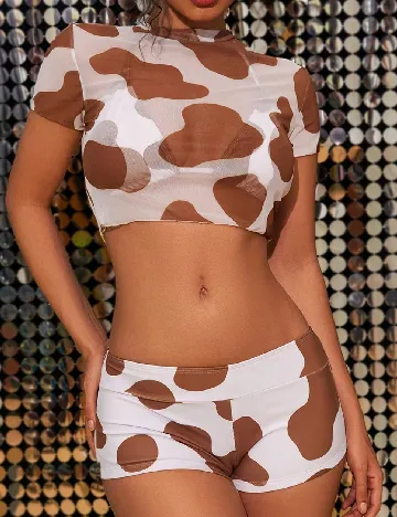 Costum de baie SHEIN, alb/maro Alb