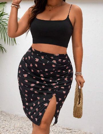 Fusta SHEIN CURVE, negru