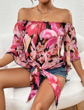 Top SHEIN, floral print