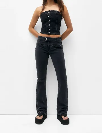 Top Pull&Bear, negru Negru