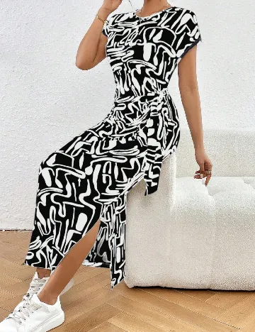 Rochie lunga SHEIN, negru/alb